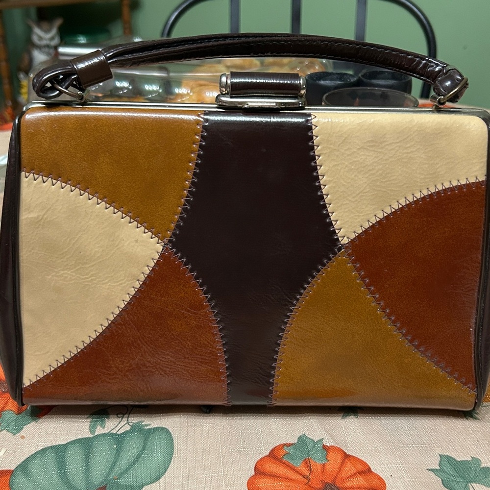 Brown And Cream Patchwork Handbag - image 2